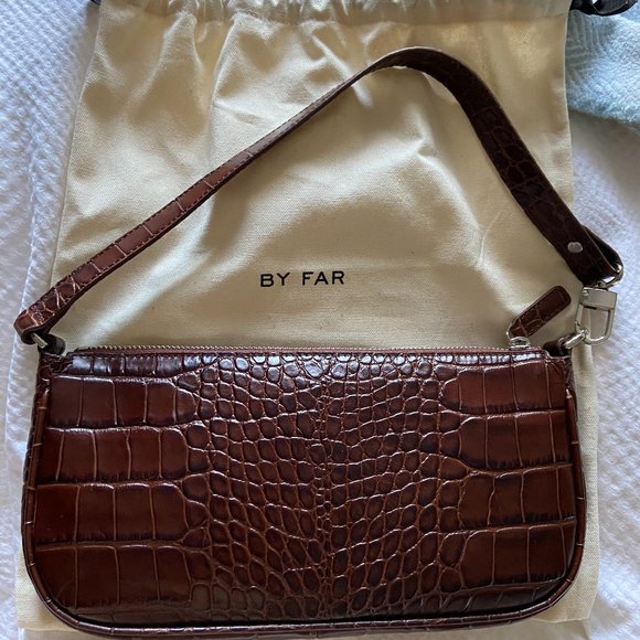 BY FAR Handbags - BY FAR Rachel Bag, Croc-Embossed Nutella, NWT